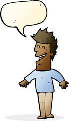 cartoon happy man with speech bubble