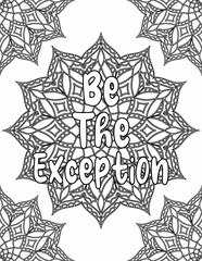 Fototapeta premium Printable mandala coloring sheet for adults and kids with a positive affirmation quote 