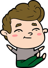 happy cartoon man sitting