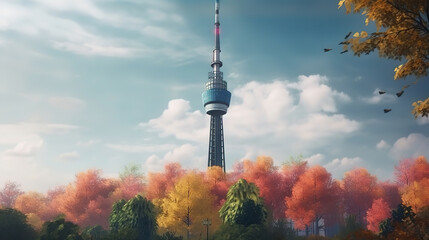 Fototapeta premium Top of tokyo tower. Generative Ai