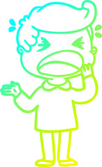 cold gradient line drawing of a cartoon shouting man