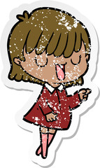 distressed sticker of a cartoon woman