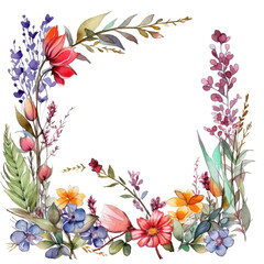 Watercolor Flower Border Clipart Illustration Painting, Floral, Design AI generated
