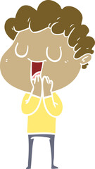 laughing flat color style cartoon man