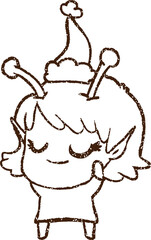 Festive Alien Charcoal Drawing