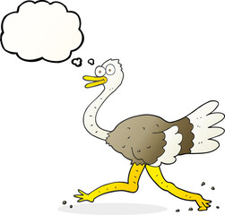 freehand drawn thought bubble cartoon ostrich