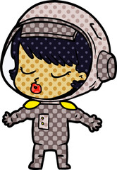 cartoon pretty astronaut girl