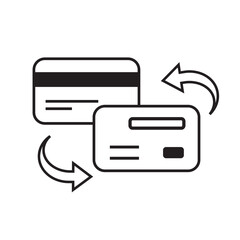 Credit Card Icon Vector, two cards and arrow, transaction icon and illustration, card to card icon