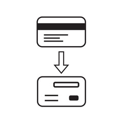Obraz premium Credit Card Icon Vector, two cards and arrow, transaction icon and illustration, card to card icon