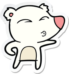 sticker of a cartoon explaining polar bear