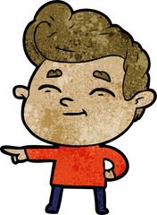 happy cartoon man pointing