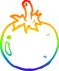rainbow gradient line drawing of a cartoon tomato