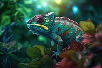 Fototapeta premium Intricate Chameleon on Tree Branch
