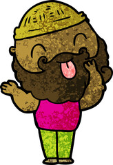 man with beard sticking out tongue