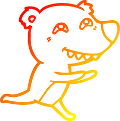 warm gradient line drawing of a cartoon bear running