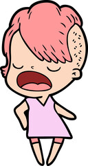 cartoon cool hipster girl talking