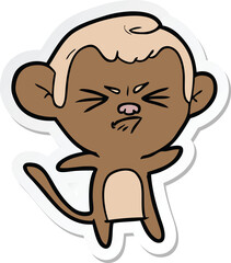 sticker of a cartoon annoyed monkey