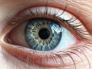 Irisaufnahme mit Augen und Wimpern Nahaufnahme, ai generativ