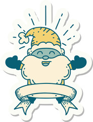 sticker of a tattoo style happy santa claus christmas character