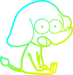 cold gradient line drawing of a cute cartoon elephant