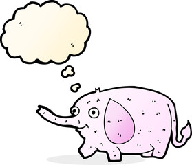 cartoon funny little elephant with thought bubble