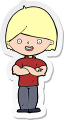 sticker of a cartoon man with crossed arms
