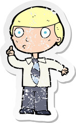 retro distressed sticker of a cartoon school boy