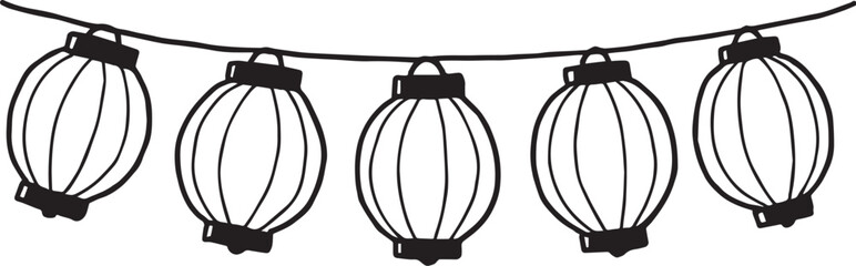 祭りの提灯線画