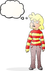 freehand drawn thought bubble cartoon teenager