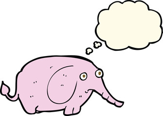 cartoon sad little elephant with thought bubble