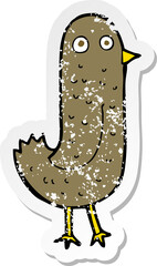 retro distressed sticker of a funny cartoon bird