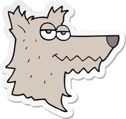 sticker of a cartoon wolf head