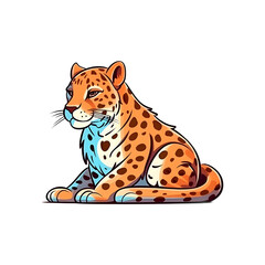 Obraz premium Graceful Guardians: Charming 2D Leopard Artwork