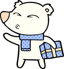 cartoon christmas polar bear