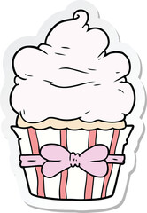 sticker of a cartoon fancy cupcake