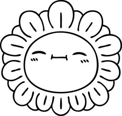 line drawing quirky cartoon flower