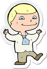 sticker of a cartoon happy boy