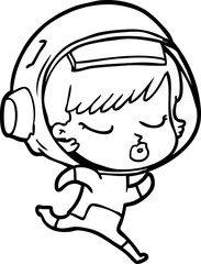 cartoon pretty astronaut girl running