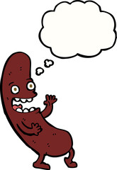 cartoon sausage with thought bubble