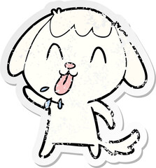 distressed sticker of a cute cartoon dog