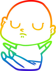 rainbow gradient line drawing of a cartoon bald man