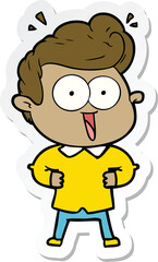 sticker of a cartoon excited man