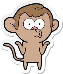 sticker of a cartoon confused monkey