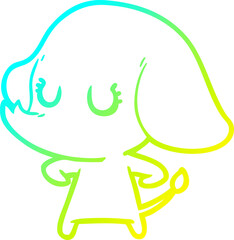cold gradient line drawing of a cute cartoon elephant