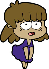 cartoon tired woman