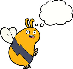 funny cartoon bee with thought bubble