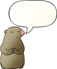 cute cartoon bear with speech bubble in smooth gradient style