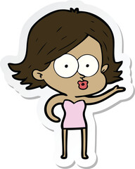 sticker of a cartoon girl pouting