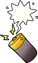 cartoon battery with speech bubble in smooth gradient style