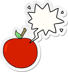 cartoon apple with speech bubble sticker